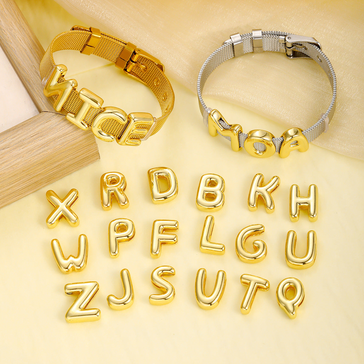 Dijes de letras - Pasador para pulseras