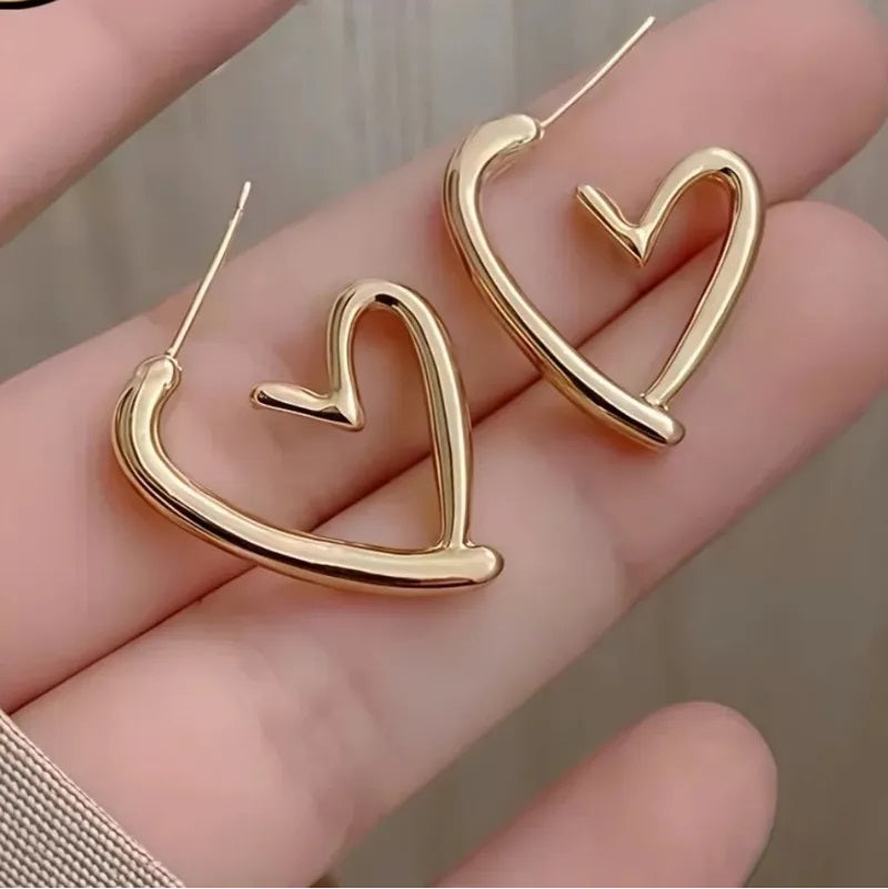 Zarcillos dorados de acero - Corazon