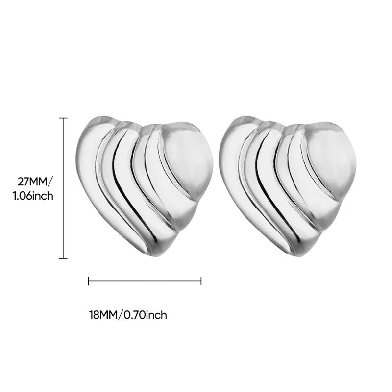 Zarcillos plateados de acero - Corazones