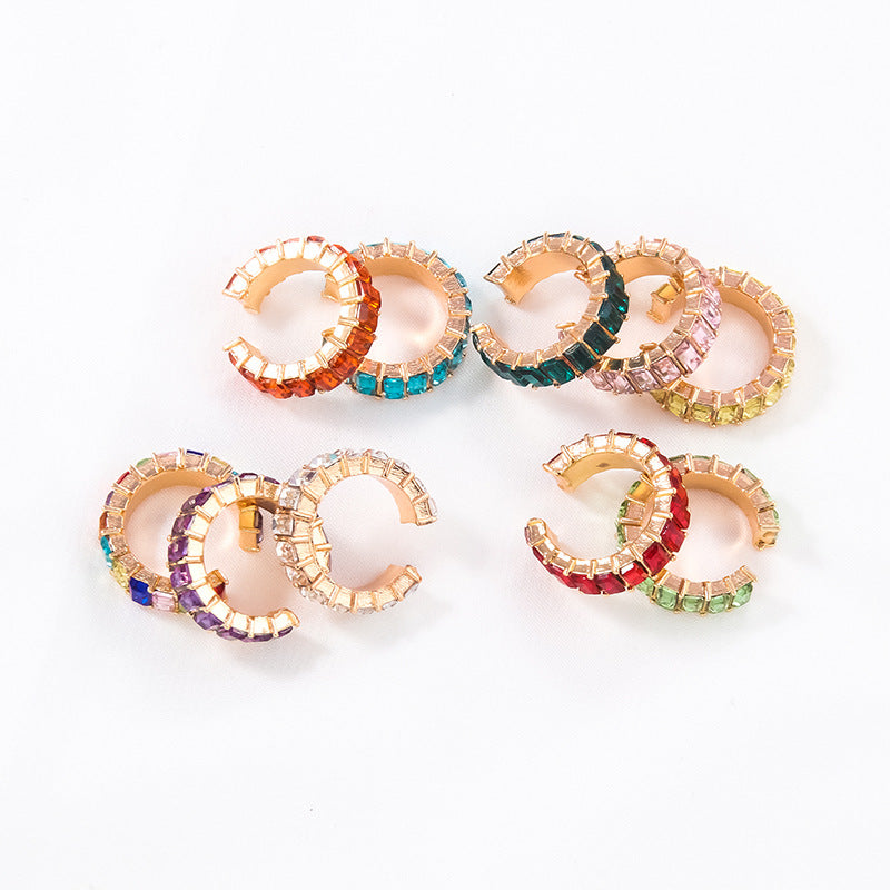 Earcuffs con cristales de colores