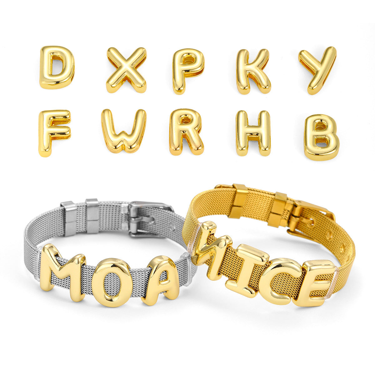 Dijes de letras - Pasador para pulseras