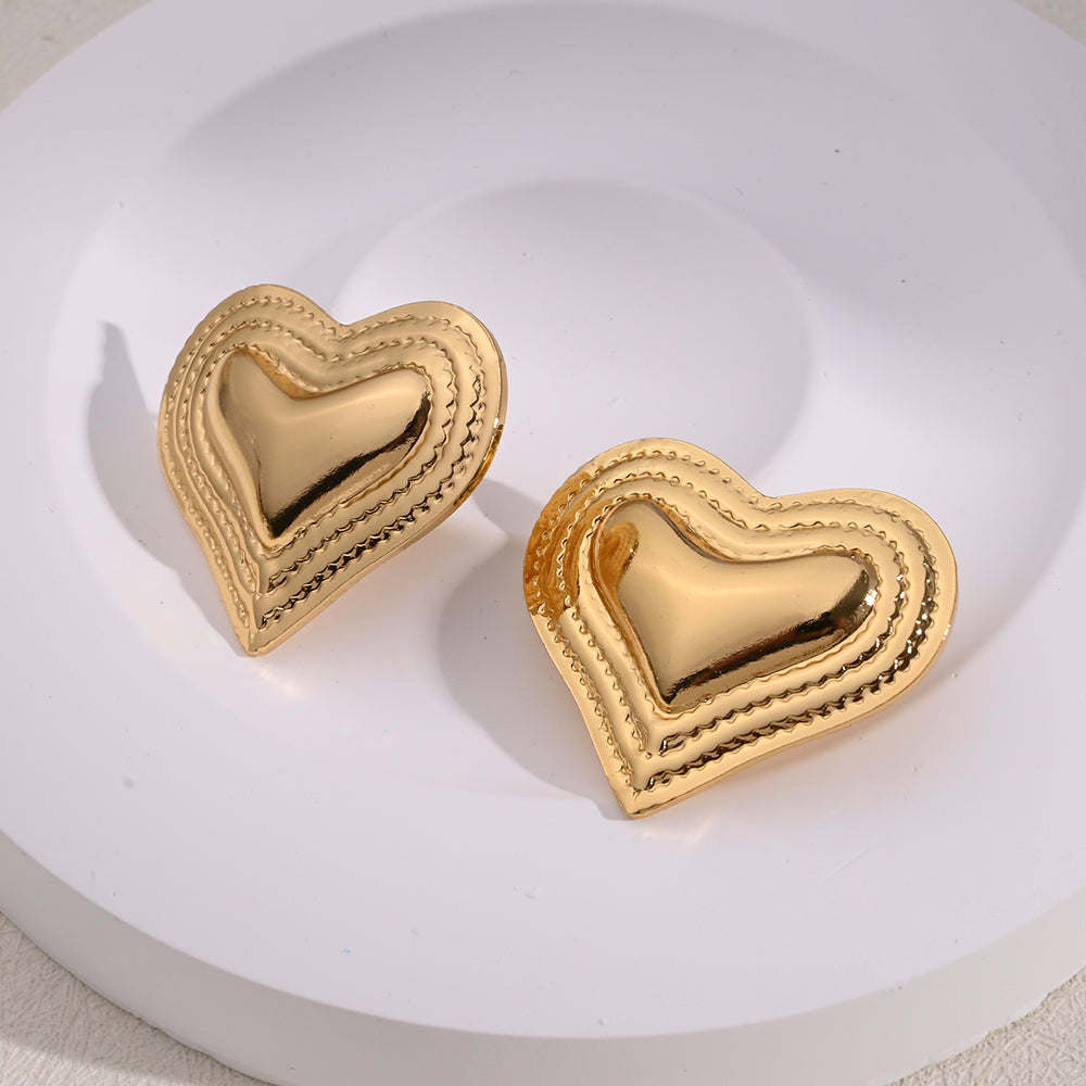Zarcillos dorados de acero - Corazon