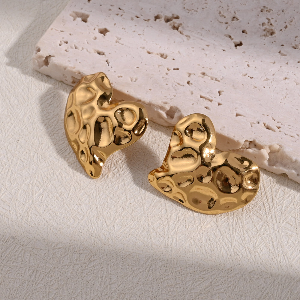 Zarcillos dorados de acero - Corazon