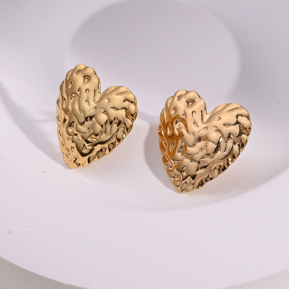 Zarcillos dorados de acero - Corazon