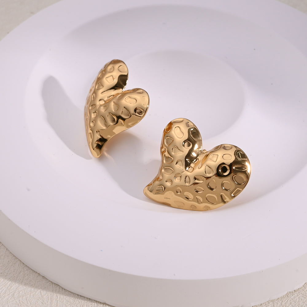 Zarcillos dorados de acero - Corazon